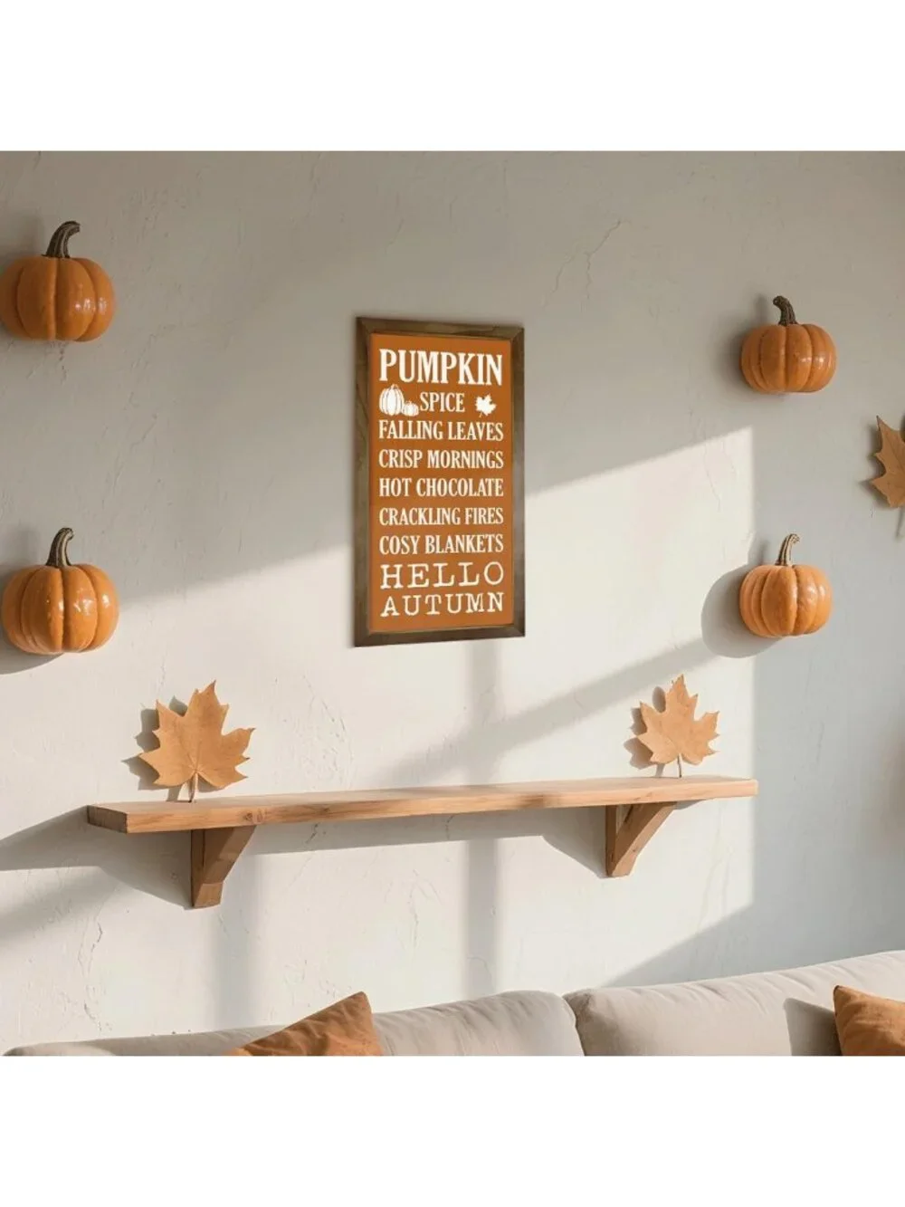 Rustic Pumpkin Wall Art, Farmhouse Framed Decor for Home Office & Living Room